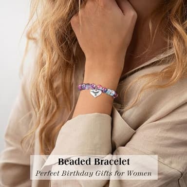 Sistble Gifts for 24 Year Old Women Bead Bracelets for Women Birthday Gifts Love Heart Bracelet Cute Jasper Stone Christmas Gift for Wife Jewelry - Image 4