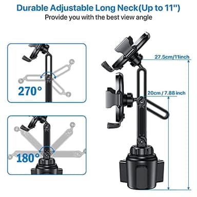 Miracase [Upgraded Version Cup Phone Holder for Car, Universal Adjustable Long Neck Car Phone Mount Cradle Friendly Compatible with iPhone Samsung Google and All 4.0-7.0 inches Smartphones - Image 4
