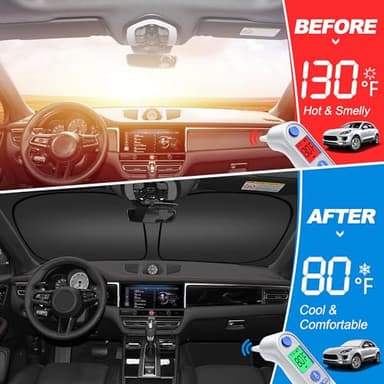 ULROLIT Windshield Sun Shade for 2013-2021 Fo-rd Fusion Accessories, Foldable Window Sunshade Sun Visor Protector, Front Windshield Sunshade Sun Shield Blocks UV Rays Heat - Image 2