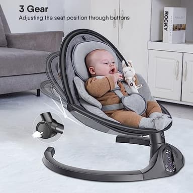 BabyBond Baby Swings for Infants to Toddler | Bluetooth Baby Swing with 3 Seat Positions | 5 Natural Sway Motion | Bluetooth Music | 5-Point Harness | Includes Remote Control - Image 3