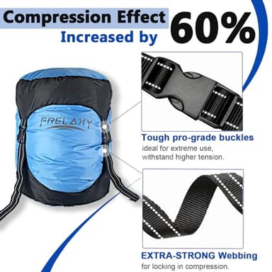 Frelaxy Compression Sack, 40% More Storage! 11L/18L/30L/45L Compression Stuff Sack, Water-Resistant & Ultralight Sleeping Bag Stuff Sack - Space Saving Gear for Camping (Blue, XXL) - Image 2