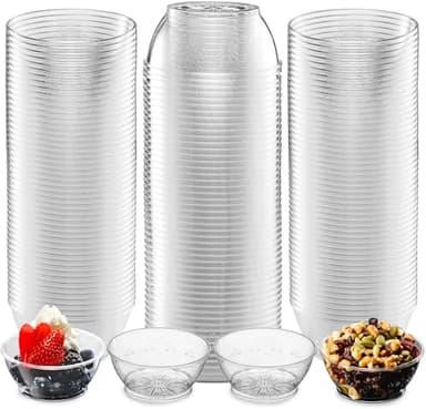 JoyServe Clear Mini Plastic Bowls - (Bulk 100 Pack) 6 Oz Disposable Premium Hard Plastic Dessert Bowls for Serving, Weddings, Catering, Parties, Salsa, Home or Event Party Supplies - Image 2