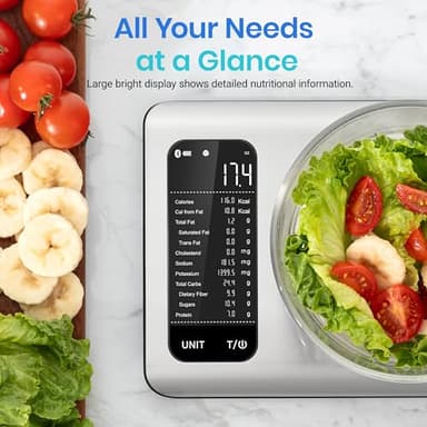 Etekcity Smart Food Kitchen Scale with Nutritional Calculator, Free App with 19 Nutrients Tracking, Calorie, Marco, Digital grams and ounces for weight loss, Premium Stainless Steel, 11lb - Image 2