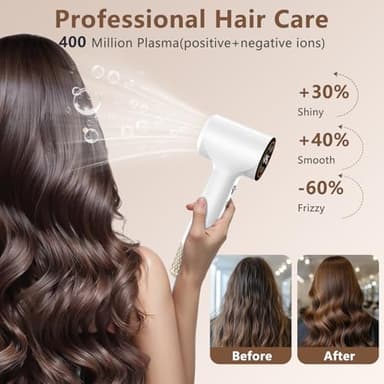 Hair Dryer,Plasma Hair Dryers for Women & Men - 110,000 RPM Professional High-Speed Blow Dryer with 400 Million Plasma, Magnetic Nozzle, HD Display & Cool/Hot Air Modes | Fast Drying & Thermo-Control - Image 3