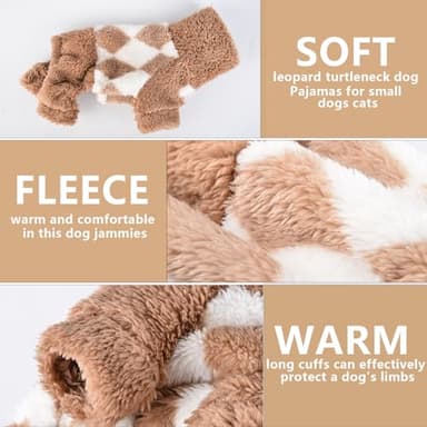 Dog Pajamas Pjs Fleece Dog Sweater Cute Puppy Clothes for Small Dogs Chihuahua Yorkie Clothes Girl Boy Warm Pullover Doggie Outfit Cat Sweater (Square Beige, XX-Small) - Image 6