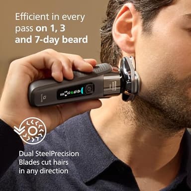 Philips Norelco Shaver i9000, Wet & Dry Electric Shaver, Dark Slate, SenseIQ Technology, Triple Lift & Cut System, 360 Rotating Dual SteelPrecision Precision Blades, Quick Clean Pod, X9002/82 - Image 5