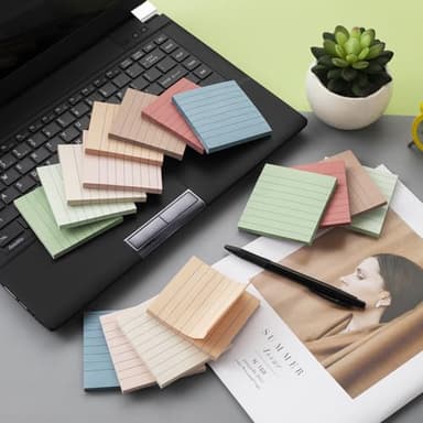 (16 Pack) Lined Sticky Notes 3x3 in Ruled Stickies Super Sticking Power Memo Pads Vintage Colors - Image 4