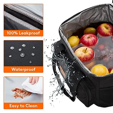 Lifewit Large Lunch Bag Insulated Lunch Box Soft Cooler Cooling Tote for Adult Men Women, Black 24-Can (15L) - Image 5