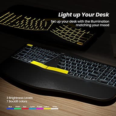 Nulea Wireless Ergonomic Keyboard, Split Keyboard with Wrist Rest, USB-C Charging, 7-Color Backlight, Natural Typing, Bluetooth and USB Connectivity, Compatible with Windows/Mac - Image 5