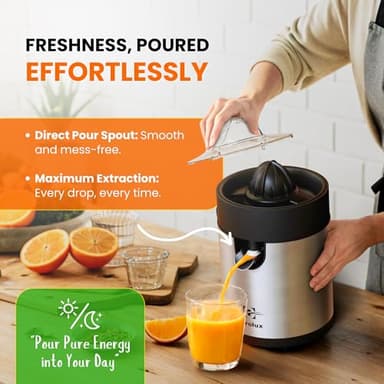 Eurolux Electric Citrus Juicer – Easy Juice Squeezer for Lemon & Orange - Image 6