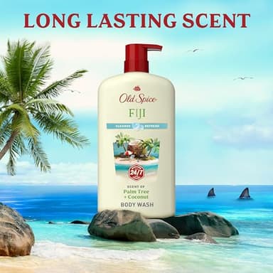 Old Spice Body Wash for Men, 24/7 Shower Fresh with Lasting Scent, Cleanse & Refresh, Gentle on Skin, Vitamin B3, Fiji with Palm Tree + Coconut Scent, 25 oz (Pack of 4) - Image 6