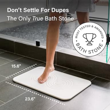 Dorai Home Bath Stone Mat 23.6"x15.4" – Quick-Dry, Non-Slip Diatomite Stone Bath Mat for Bathroom, Zen Sandstone - Image 2