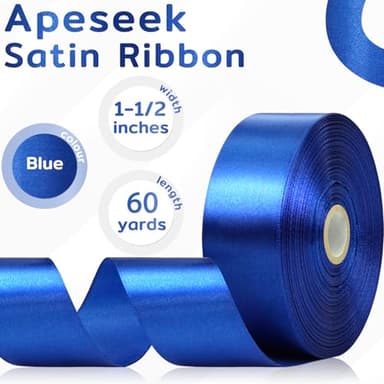Apeseek 60 Yards Blue Ribbon 1-1/2 Inch, Solid Royal Blue Satin Ribbon for Gift Wrapping, Crafts, Flower Bouquet, Wedding, Baby Shower, Festival, Christmas, Halloween - Image 2