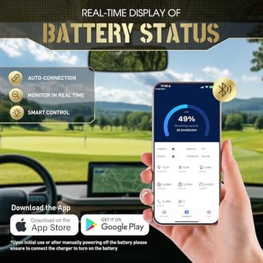 PUPVWMHB 36V 150Ah Lithium Golf Cart Battery, Lifepo4 Battery with 43.8V 25A Charger, Built-in 200A BMS, LCD Monitor & Mobile APP, Peak Current 600A .7.68kW Power Output, Perfect for Golf Carts, Solar - Image 5