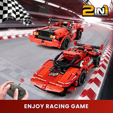 RC Toy Best Birthday Gifts for Age 6 7 8 9 10 11 12 Years Old Kids Boys Girls 2 in 1 Remote Control Racing Car Building Blocks 351 Pcs DIY Building Kits Engineering Construction Toy - Image 5