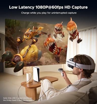 WARRKY Video Capture Card with 100W Power Delivery & Right-Angle USB-C | 1080P 60Hz HD | Streaming Capture Card Designed for Quest 3 / iPad, Compatible with Switch, PS5, PS4 - Image 4