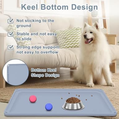 Pet Food Mat, Gimilife Silicone Dog Cat Feeding Mat for Food and Water,Waterproof Pet Feeding Mats with High Lips, Pet Placemat Bowl Mat for Messy Drinkers - Image 2