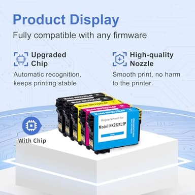 Remanufactured for 232XL Ink Cartridges Combo Pack (5Pack) Latest Upgrade Replacement for 232 XL Ink Cartridge for XP-4200 WF-2930 XP-4205 WF-2950 Printer (2*Black/Cyan/Magenta/Yellow) - Image 4