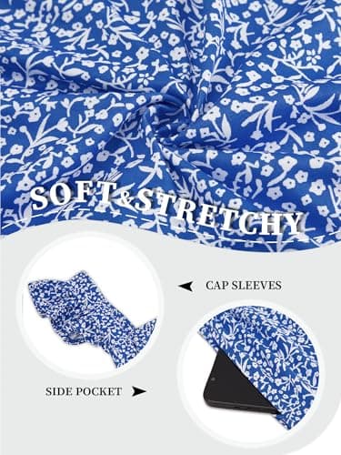 Loemes Graduation Dress Vacation Sundresses for Women Wedding Guest Baby Shower Beach Fashion Mini Dress S Floral Blue-2 - Image 6