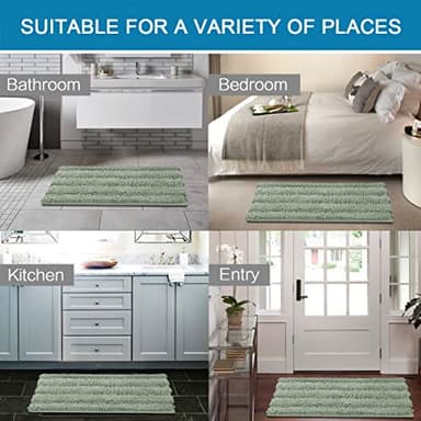 H.VERSAILTEX Bathroom Rugs Bath Mats Sets Super Absorbent Chenille Striped Bath Mats Non Skid Machine Wash Dry Rugs for Bathroom Floor Set of 2(Sage, 24 x 36 Plus 20 x 32 - Inches) - Image 6