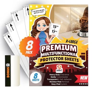 8-Pack - Clear Wall & Door Protector from Dog Scratching - Anti Cat Couch Guard Plastic Sheets, Furniture Self-Adhesive Removable Sticky Tape, Transparent Thick Sofa Scratch Deterrent Frame Cover Film - Image 1