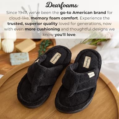 Dearfoams Women's Melanie Terry Thong Slipper, Black, 9-10 - Image 4