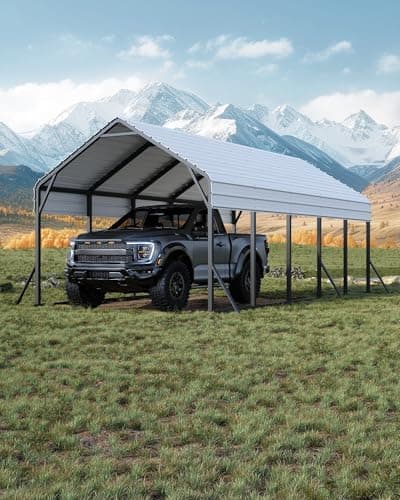 GarveeLife 13'x26'x11' Oversized Metal Carport, Steel Heavy Duty Car Ports for All-Weather, Tall Carport for Full-Size Pickup Trucks, Boats, and Tractors, N.W. 780 Lbs - Image 1