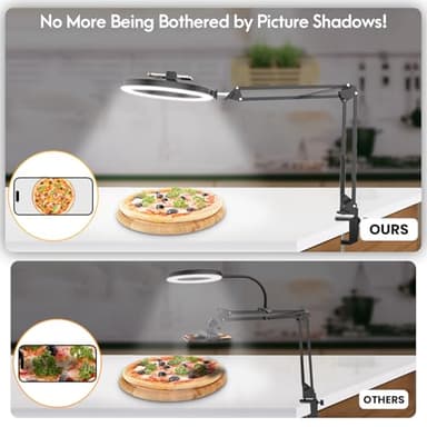 Overhead Camera Mount with Ring Light Phone Holder,10" LED Ring Light for Desk with Stand and Remote for iPhone,Phone Tripod with Light for Video Recording TikTok Live Stream Cooking Kitchen Vlogging - Image 7