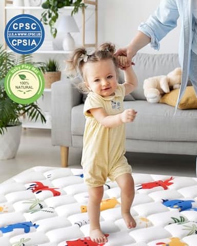 Odorless Premium Foam Baby Play Mat 50" x 50", Soft Microfiber Fabric Crawling Mat for Floor- Comfortable and Hypoallergenic, Non-Slip Cushioned Floor Playpen mat for Infants,Babies,Toddlers - Image 2