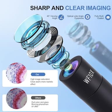 Microscope for Adults & Kids, 40X-2500X High-Power Compound Microscope for Students, School Lab & Home Schooling,Equiped with Slides Set & Phone Holder - Image 3