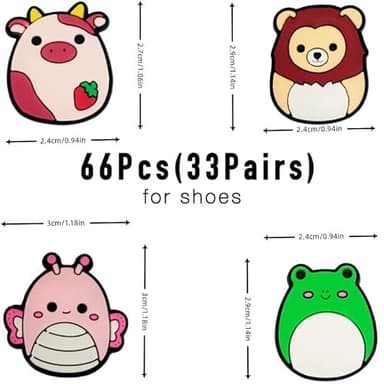 stino 66 Pieces Cute Paired Shoe Charms Set, Kawaii Cartoon Animal Shoe Decoration (Cartoon Animal(66Pcs)) - Image 2
