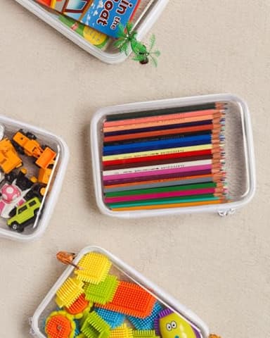 3PCS Clear Hard Shell Zipper Case,Portable Cosmetic Bag with Zipper, Diaper Bag Organizing Pouches, Kid's Toy Storage Organizer Bins,Hard Plastic Case, Halloween Thanksgiving Storage Bins - Image 5