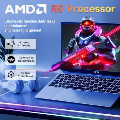 15.6'' FHD IPS Student-Laptop-Computer - AMD Ryzen 5(Beat i3 1215U 4 Cores Up to 3.7GHz), 32GB RAM 1TB SSD, 65W Type-C, 2 Years Warranty, Fingerprint, Backlit Keyboard, BT5.2, Numpad, Rose Gold - Image 3