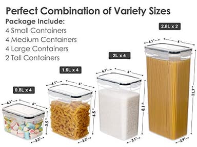 CHEFSTORY Airtight Food Storage Containers Set, 14 PCS Kitchen Storage Containers with Lids for Flour, Sugar and Cereal, Plastic Dry Food Canisters for Pantry Organization and Storage - Image 2