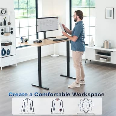 VIVO Heavy Duty Dual Motor Electric Sit Stand Desk Frame, 220 lbs Capacity up to 85" x 43" Tops, Memory Controller Height Adjustable Frame Only, Black, DESK-E-200B - Image 6