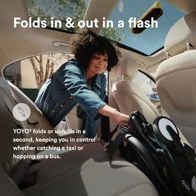 Stokke YOYO3 Stroller from 6 Months - Includes Black Frame/Aqua Seat Cushion + Canopy - Folds in & Out in a Flash - Light & Compact - Carry-On Compatible - Image 2