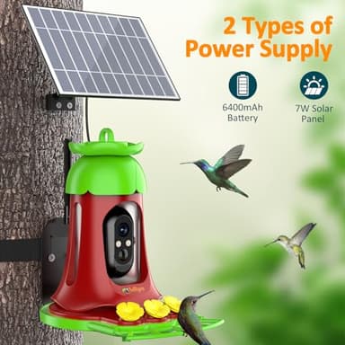 Lollyes Hummingbird Feeder with Camera, 7W Solar-Powered Smart Bird Feeder Camera with SD Card, AI Identify Bird Species, Anti-Ant Moat, Ideal Gift - Image 4