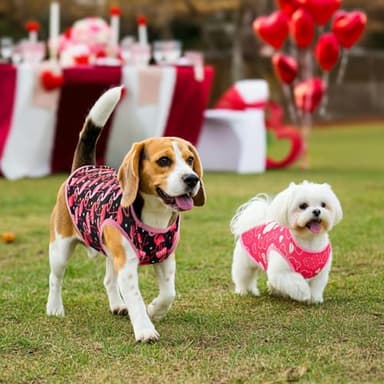 LyssKMK 4 Pack Valentine‘s Day Dog Shirts Heart Love Letter Tank Tops for Small Medium Dogs Flamingo Pattern Sleeveless Vests for Cats Kitten Puppies M - Image 2