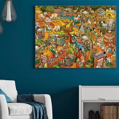 Jigsaw Puzzles for Adults, 1000 Pieces Animal Paradise Puzzle, Cartoon Painting Challenging Puzzles for Family Activity Game Nights Gifts Fidget Stress Relief - Image 3