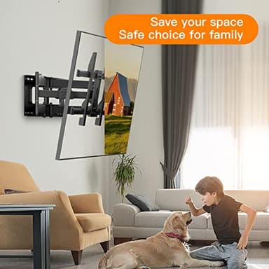 Heavy Duty Long Arm TV Wall Mount with 43" Dual Articulating Arms for Most 50-90 inch Screens, Full Motion TV Mount Swivel Tilt tv Bracket Holds 198lbs,16”,18”,24” Studs VESA 600x400MM FORGING MOUNT - Image 6