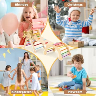 YOLEO 7-in-1 Pikler Triangle Set, Montessori Toddler Climbing Toys Indoor, Easy-Fold Pikler Climbing Set for Early Education, Fun Baby Climbing Gym and Jungle Gyms Indoor Playground for Kids 1-3 - Image 8