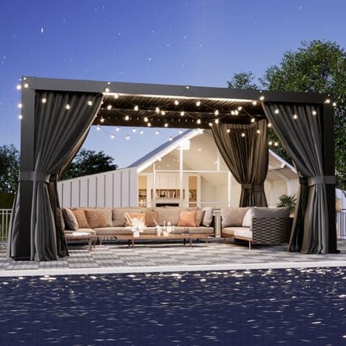 Aoxun Louvered Pergola 10' x 12' Outdoor Aluminum Pergola with Adjustable Top for Decks, Gardens and Backyards, Gray - Image 1