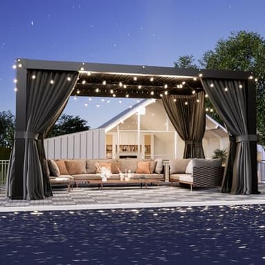 Aoxun Louvered Pergola 10' x 12' Outdoor Aluminum Pergola with Adjustable Top for Decks, Gardens and Backyards, Gray - Image 1