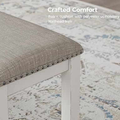 Signature Design by Ashley Robbinsdale Large Upholstered 48" W Dining Bench, Light Gray & White - Image 10