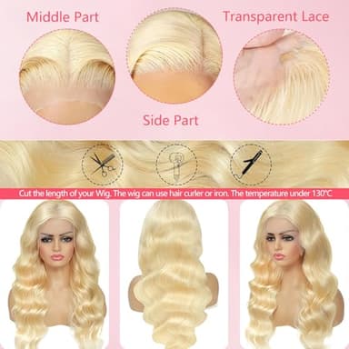 SBDSBD 30 Inch 613 13x6 Lace Front Wig Human Hair 200 Density Blonde Body Wave Lace Front Wigs Human Hair Pre Plucked 613 HD Lace Frontal Wig 13x6 Blonde Wig Human Hair 613 Human Hair Wig for Women - Image 5