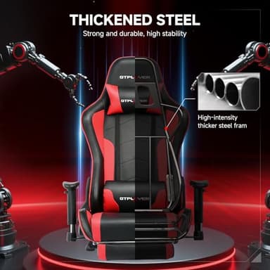 GTPLAYER Gaming Chair with Bluetooth Speakers, Adjustable Backrest and Height, 3D Armrests, Footrest, Ergonomic Computer Chair for Gamers (Brick Red) - Image 8