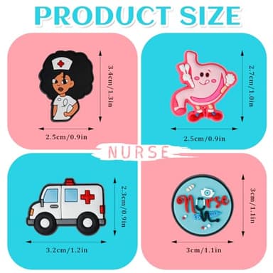 QAUYETM 46PCS Nurse Shoe Charms Medical Nursing Decorations Cute PVC Accessories Gift Idea for Women Men Adults Nurses Week Graduation Birthday Party Favors - Image 2