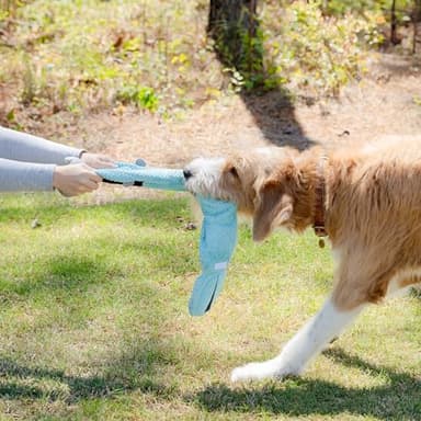 everyday joy Crinkle Dog Toy Plush Toy - Long Tug-of-War Squeaky Dog Toy Boredom Buster Toys with Snack Pockets - Mentally Stimulating Toys for Dogs Small, Medium, Large - Rhino (Rhino) - Image 8