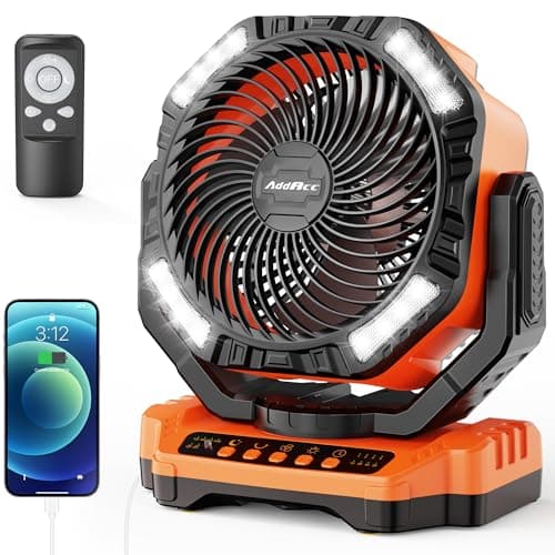 40000mAh Battery Powered Camping Fan, 136Hrs Cooling, Rechargeable Fan High Velocity, Auto 45°/90° Oscillation, Remote & Timer Battery Operated for Car Travel RV Garage Patio Hurricane Emergency - Image 1