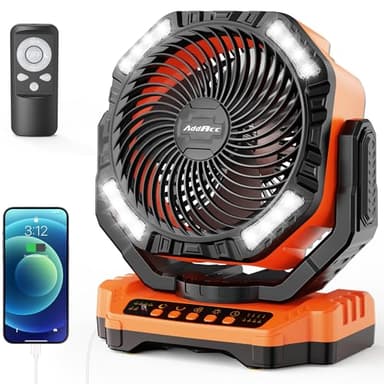 40000mAh Battery Powered Camping Fan, 136Hrs Cooling, Rechargeable Fan High Velocity, Auto 45°/90° Oscillation, Remote & Timer Battery Operated for Car Travel RV Garage Patio Hurricane Emergency - Image 1